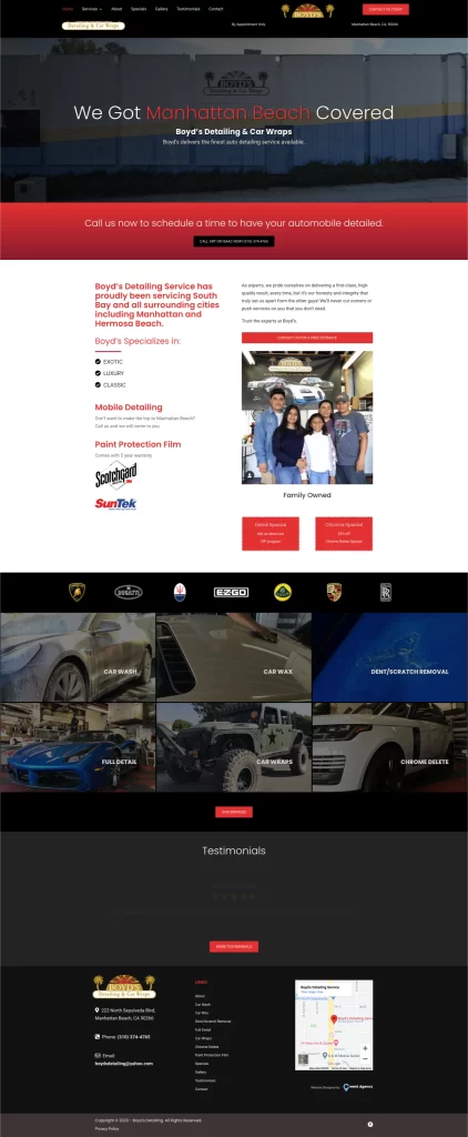 Explore the Boyer Detailing website, where we present top-notch car detailing services, glowing testimonials, and easy contact options. As a partner of Ceemi Agency, we ensure exceptional service quality that keeps our clients coming back.