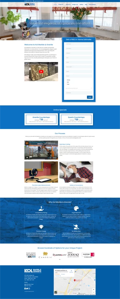 Explore the Kol Marble & Granite website to discover our exquisite service offerings. Dive into detailed descriptions and easily connect with us through our contact form. Proudly collaborated with Ceemi Agency for top-notch digital marketing solutions, enhancing your experience seamlessly.