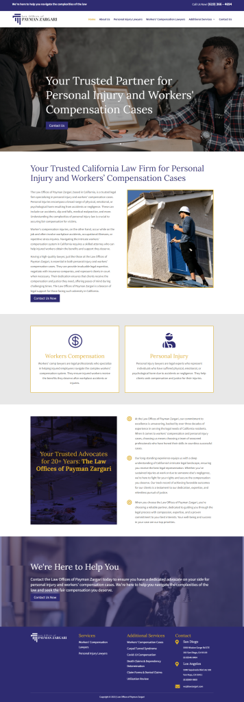 Discover the website of a leading California law firm, featuring comprehensive legal services and contact information. Expertly integrating digital marketing strategies, they ensure visibility and client engagement with every interaction.