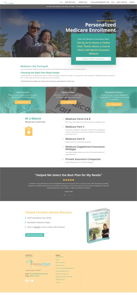 Discover our personalized Medicare enrollment platform, designed with a seamless contact form and insightful testimonials. Explore comprehensive information about Medicare services, all crafted with precision by Ceemi Agency to enhance your digital marketing experience.