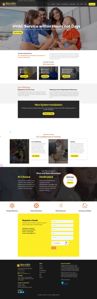 Discover premium HVAC services on our website, designed by Ceemi Agency. Navigate through easy-to-use menus, explore service features, and reach out via our contact form. Experience top-notch solutions crafted with precision marketing insights to meet your home's comfort needs.