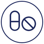 Icon of a pill and a tablet inside a blue circle on a white background.